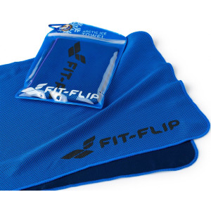 Fit-Flip Kühlendes Handtuch 100x30 blau, dunkelblauer Rand