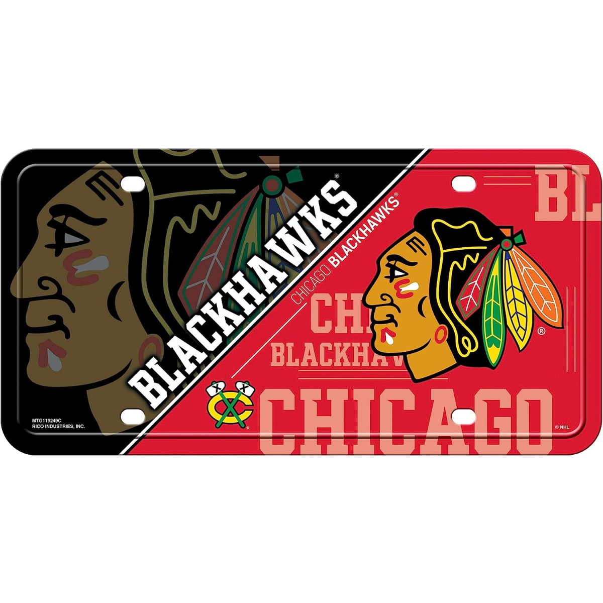 NHL Chicago Blackhawks Split Design Metal Sign