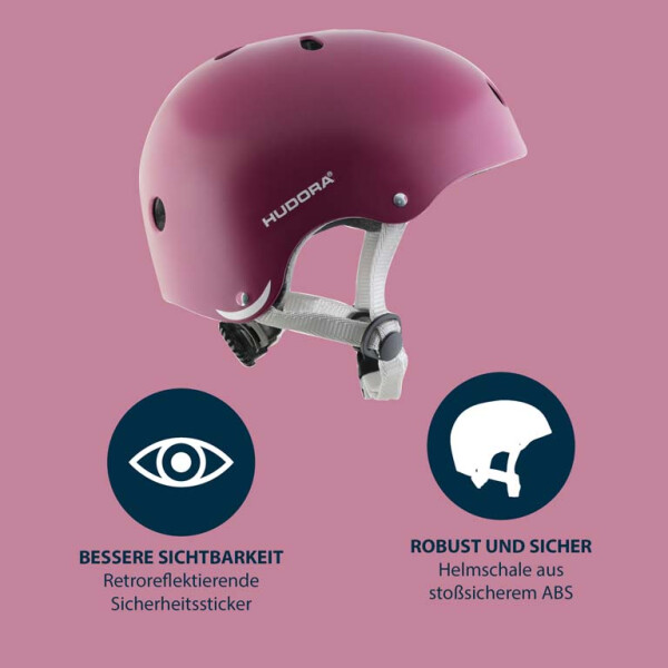 HUDORA Skaterhelm, berry, Gr. 48-52